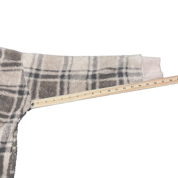 Koolaburra by Ugg Plaid Fleece Cardigan Cozy Soft Hooded Sweater Oversized - Picture 11 of 14